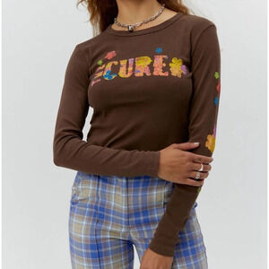 Daydreamer The Cure Flower Of Love Shrunken Long Sleeve Tee XS Chocolate